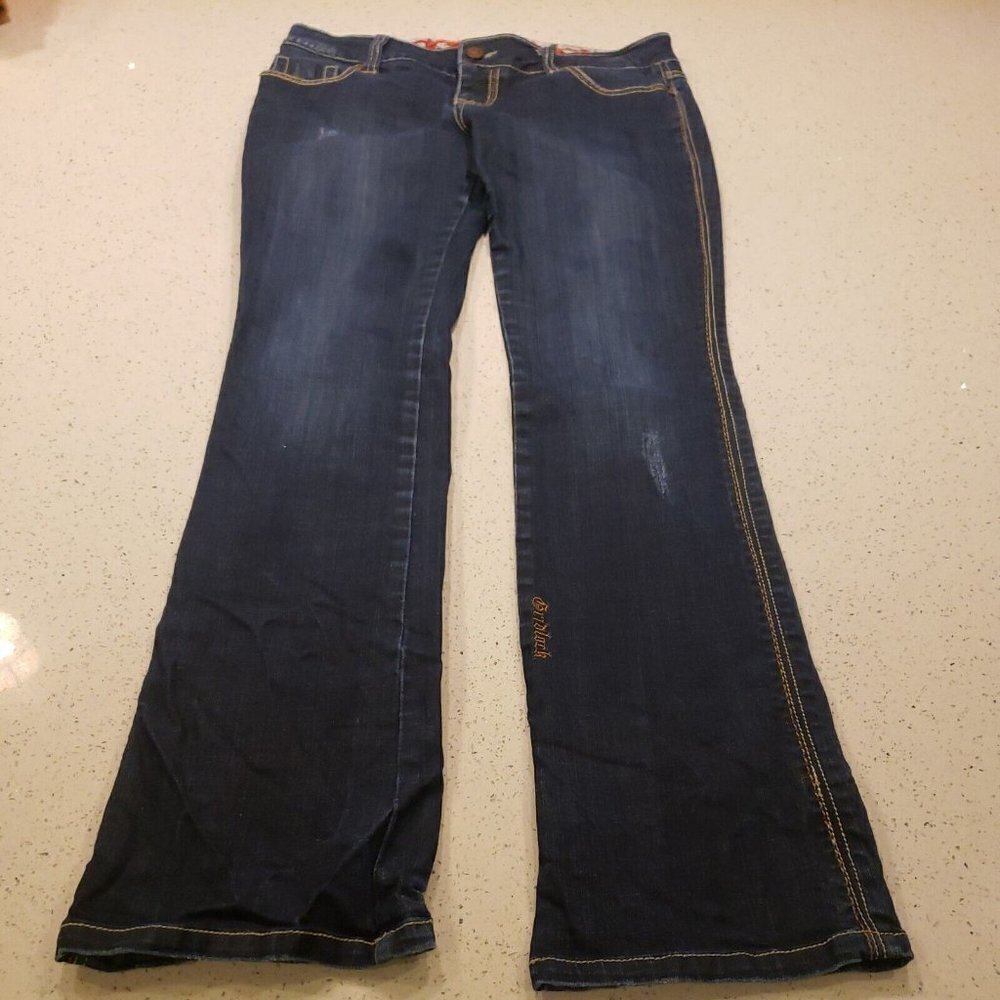 Gridlock womens jeans Size 30 X 33 double back pockets medium wash